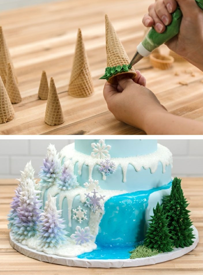idée-déco-gâteau-anniversaire-fille-reine-des-neiges-gateaux-idées-comment-faire-à-soi-meme