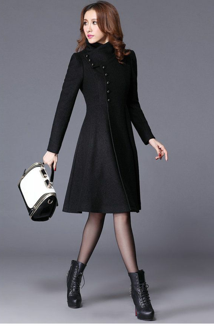 manteau classe noir femme