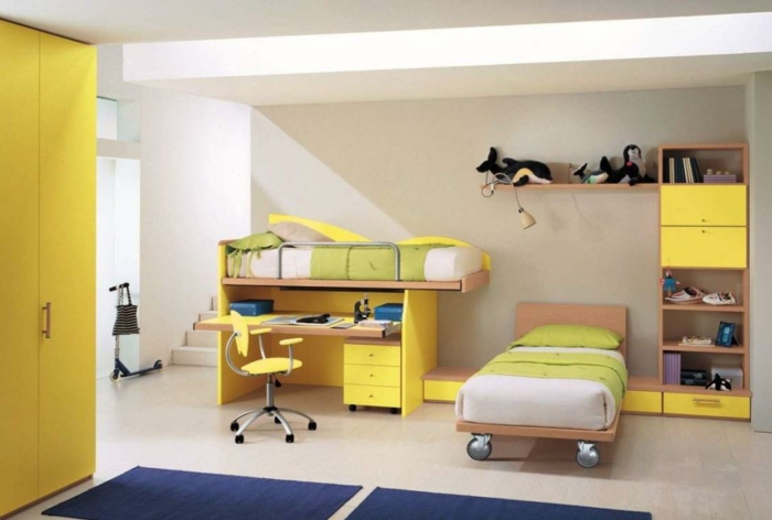 0-1-jolie-chambre-d-enfant-de-couleur-jaune-avec-meubles-jaunes-et-tapis-bleu-foncé