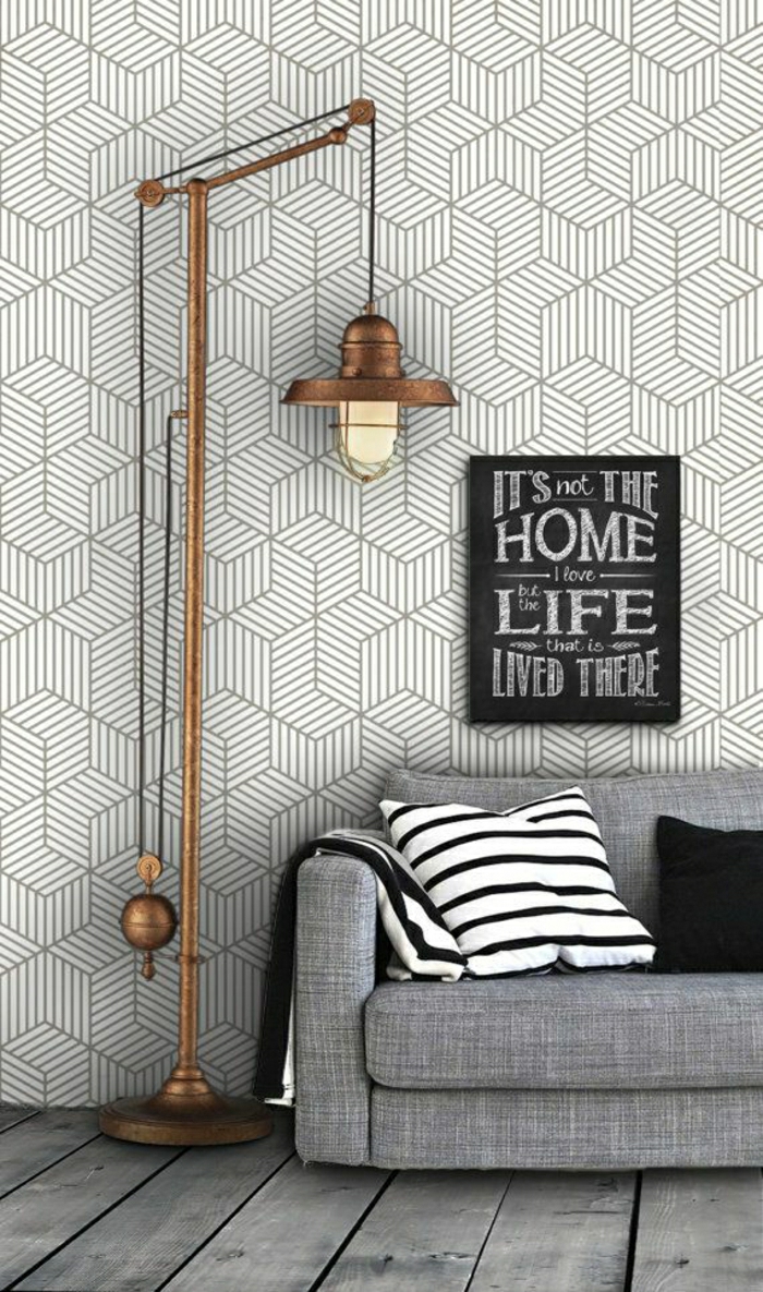Idée-déco-mural-papiers-peints-design-belle-mur-fauteuil-gris-confort