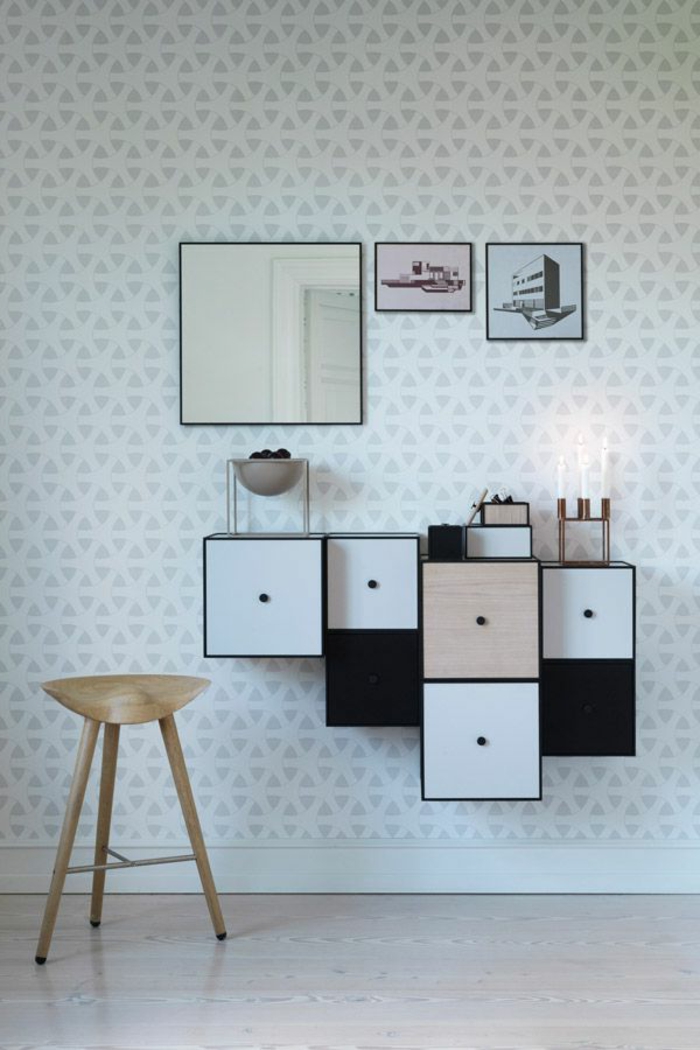 Salle-de-séjour-papier-peint-design-contemporain-blanc-et-gris