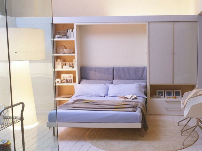 aménagement-chambre-à-coucher-lit-abatable-lit-relevable-violet