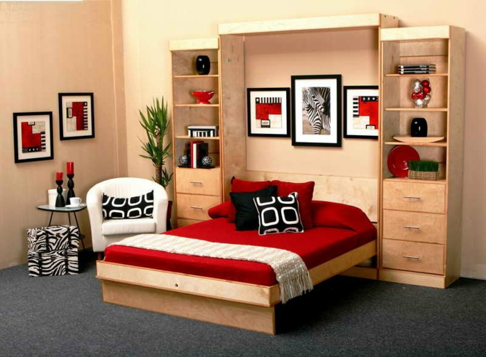 armoire-lit-escamotable-ikea-meuble-lit-aménagement-rouge