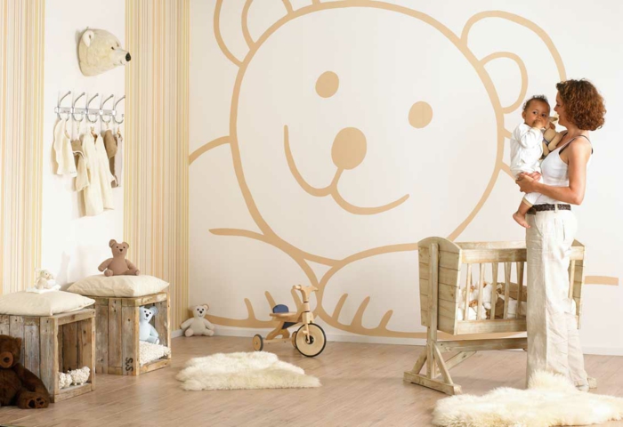 beige-chambre-bébé-mixte-design-intérieur-aménagement-chambre-ourson