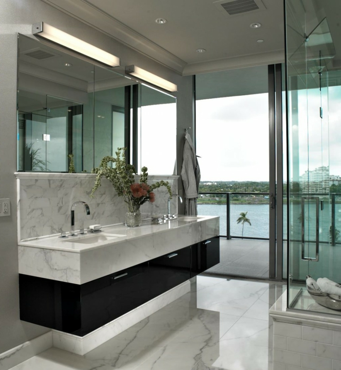 des-meuble-salle-de-bain-double-vasque-gris-idées-originales-balcon-marbre