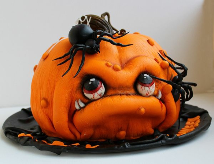 gâteau-halloween-facile-faire-la-fête-toussaint-déco-citrouille-orange