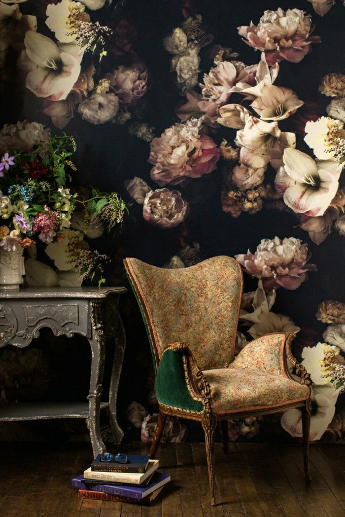 idées-de-décoration-mural-papier-peint-designer-guild-idée-fleurie-vintage