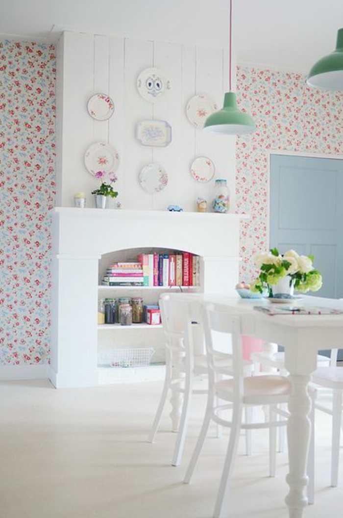 la-plus-belle-chambre-de-séjour-avec-papier-peint-style-anglais-pour-la-cuisine