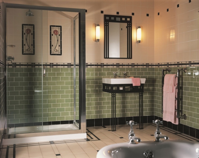 le-carrelage-salle-de-bains-beauté-et-confort-zen-vintage-rétro-salle-de-bain-carrelage-vert