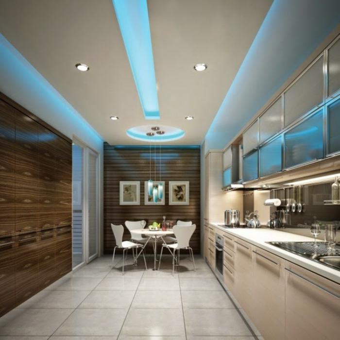 plafond-lumineux-lumières-led-bleues-dans-une-cuisine-moderne