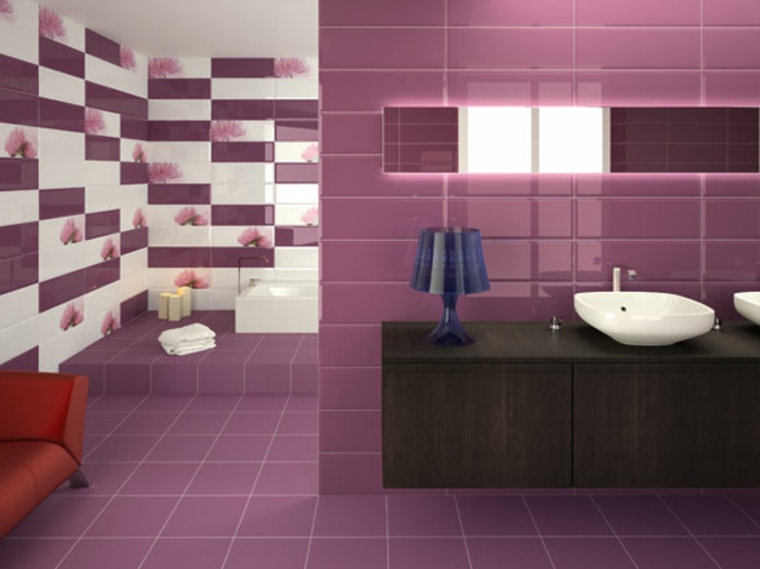 salle-de-bain-avec-jolie-decoration-murale-avec-carrelage-adhesif-mural-violet-comment-decorer-les-murs