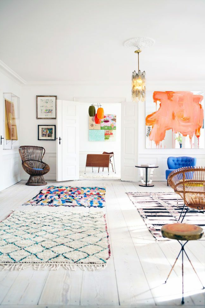 1-jolie-salle-de-sejour-avec-tapis-berbère-tapis-la-redoute-pour-le-salon-blanc-avec-tapis-colore