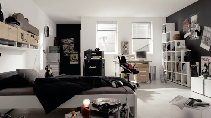 Bonne-idée-déco-chambre-ado-décoration-chambre-garçon-noir-et-blanc
