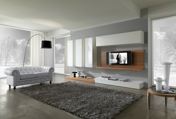 Salle-de-séjour-tapis-moderne-salon-contemporaine-idée-canapé-confort-tapis-shaggy