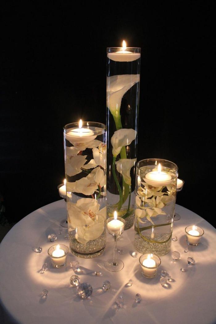 bougie-blanche-bougies-flotantes-décoration-de-table