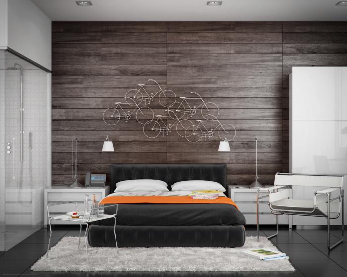 chambre-à-coucher-moderne-revêtement-mural-bois
