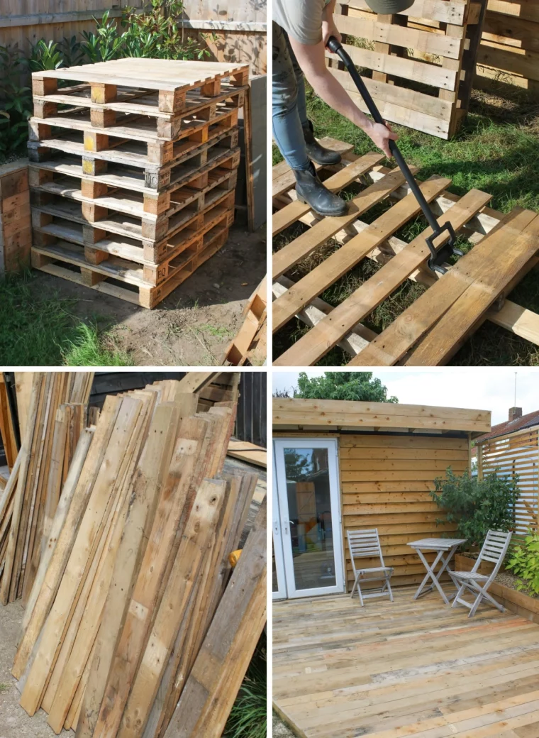 faire une terrasse avec des palettes assemblage jardin deco diy