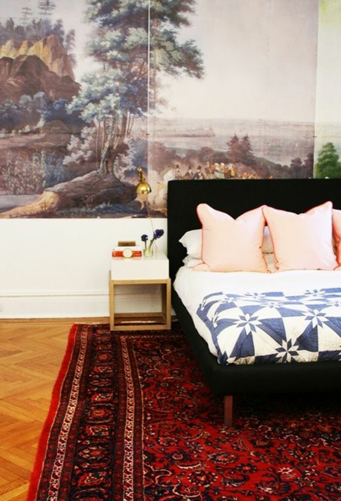 idée-tapis-chambre-fille-coloré-décoration -salle-chambre-à-coucher