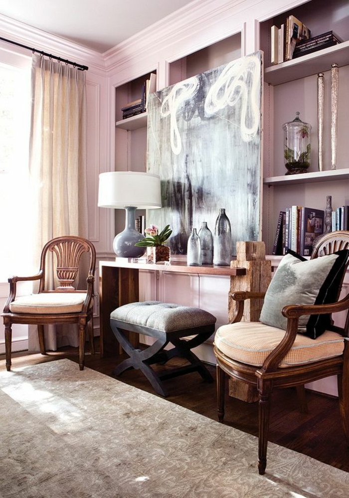 violet-clair-chambre-mauve-décoration-originale-tableau-abstrait
