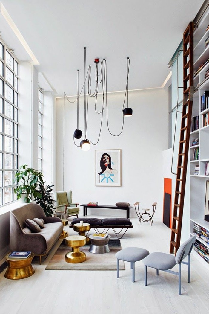1-meuble-style-industriel-pas-cher-pour-appartement-loft-chaise-grise-et-plante-verte