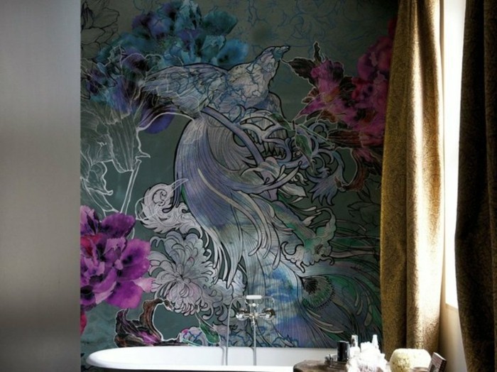 Déco-intérieur-papier-peint-pour-salle-de-bain-joie-fleurs