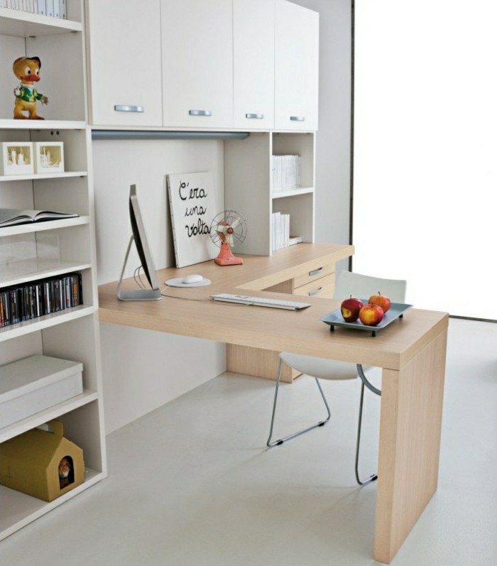 chez-soi-avec-un-bureau-avec-étagère-meuble-office-à-la-maison-cool-idée