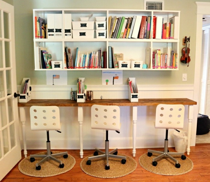 idee-deco-chambre-office-chaises-de-bureau-cool-étagères-bureau