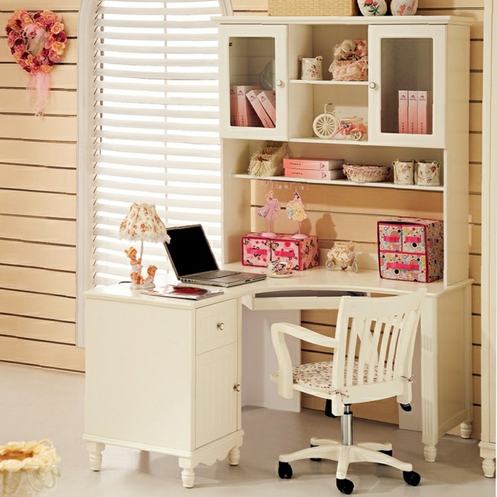 le-bureau-étagère-amenagement-vintage-tres-jolie-chambre-shabby-chic