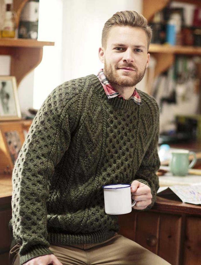 pull-irlandais-tricoté-vert-pull-d'homme