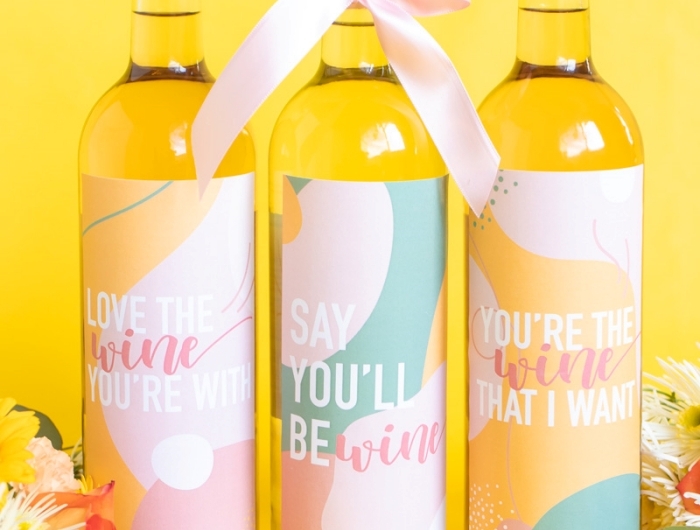 idée cadeau saint valentin femme surprise cadeau personnalisé bouteille de vin étiquette amour