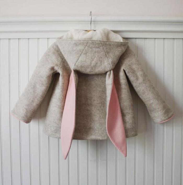 manteau-bébé-fille-gris-et-rose