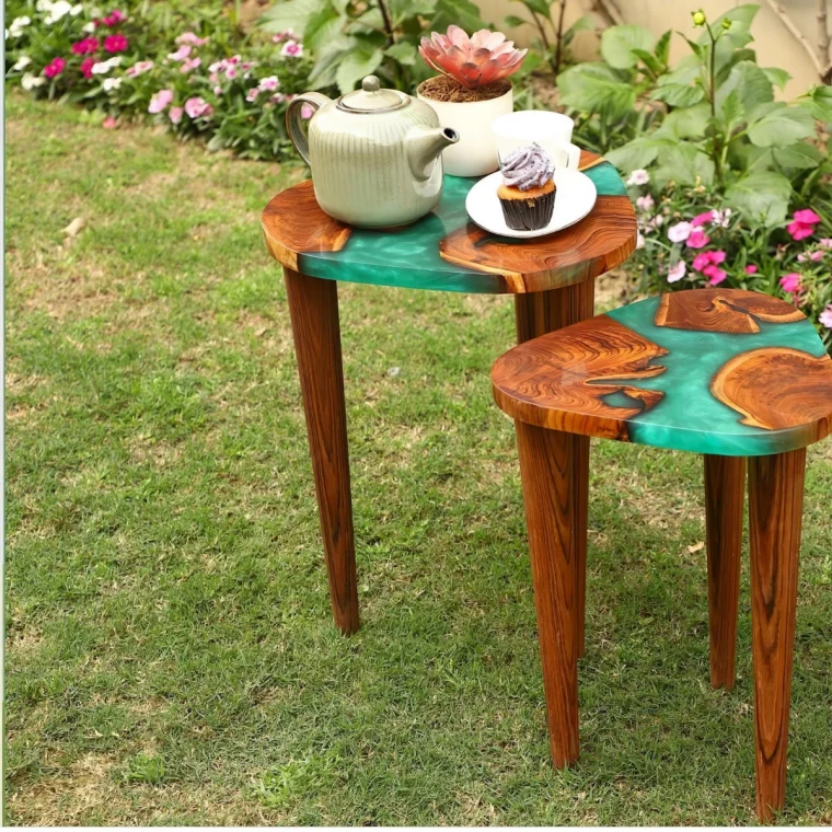 table exterieur diy rondelle bois pieds plantes bordure gazon