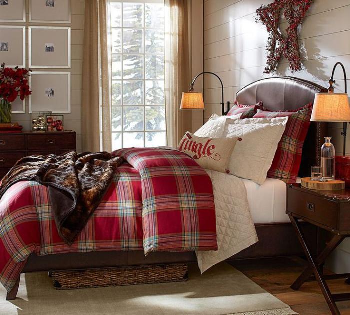 tissu-écossais-linge-de-lit-tartan-rouge-déco-de-chambre-à-coucher