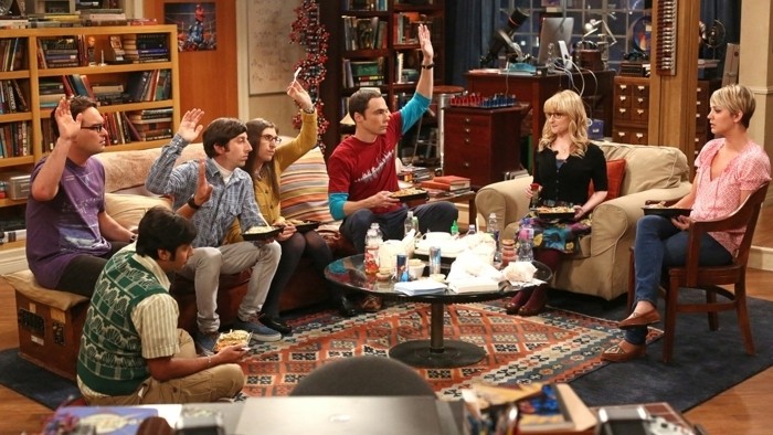 "The Junior Professor Solution" -- When Sheldon is forced to teach a class, Howard surprises everyone by taking it. Meanwhile, the tension between Penny and Bernadette gives Amy a chance to play both sides, on THE BIG BANG THEORY, Monday, Sept. 22, 2014 (8:30-9:00 PM, ET/PT), on the CBS Television Network. Pictured left to right: Johnny Galecki, Kunal Nayyar, Simon Helberg, Mayim Bialik, Jim Parsons, Melissa Rauch and Kaley Cuoco-Sweeting Photo: Michael Ansell/CBS ÃÂ©2014 CBS Broadcasting, Inc. All Rights Reserved