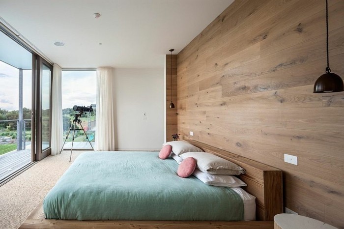 Intérieur-idée-déco-couleur-de-chambre-à-coucher-moderne-aménagement-en-bois