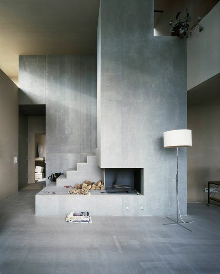 beton-decoratif-plan-de-travail-béton-cire-sol-gris-en-beton-gris-interieur