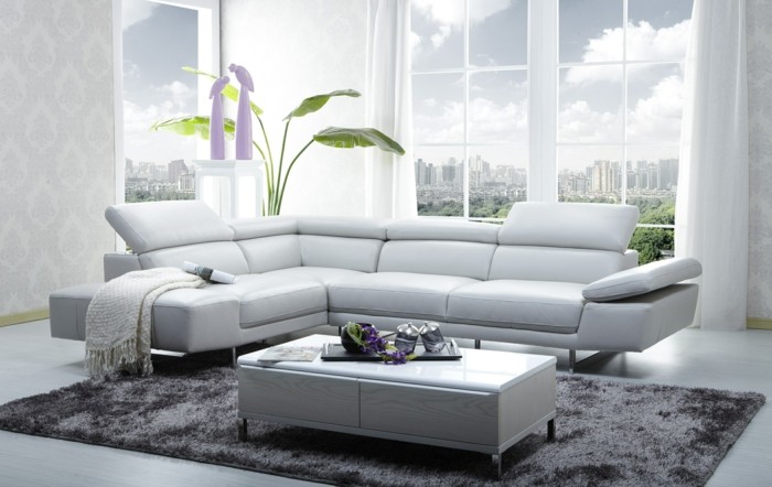 canapé-design-italien-cuir-blanc-salon-chic-tapis-gris-pour-le-salon-moderne-pas-cher