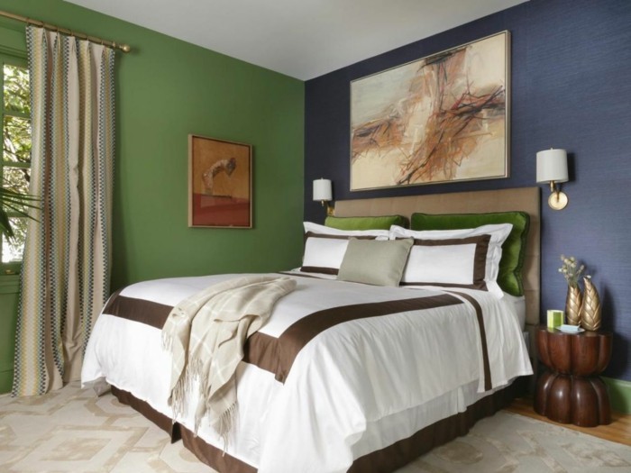 chouette-en-bleu-et-vert-idée-pour-la-belle-couleur-chambre-à-coucher-décoration-murale