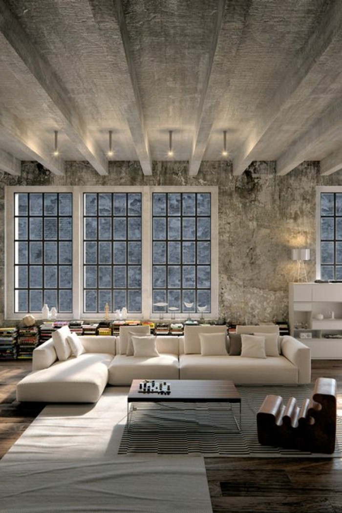 interieur-de-couleur-taupe-salon-moderne-beton-decoratif-plan-de-travail-béton-cire