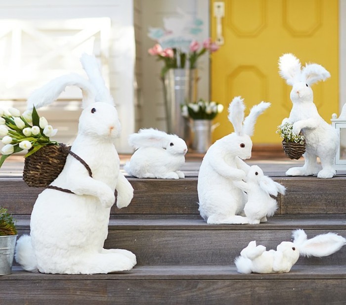 oeufs-de-pâques-décoration-de-pâques-decoration-pour-paques-blanches-lapins