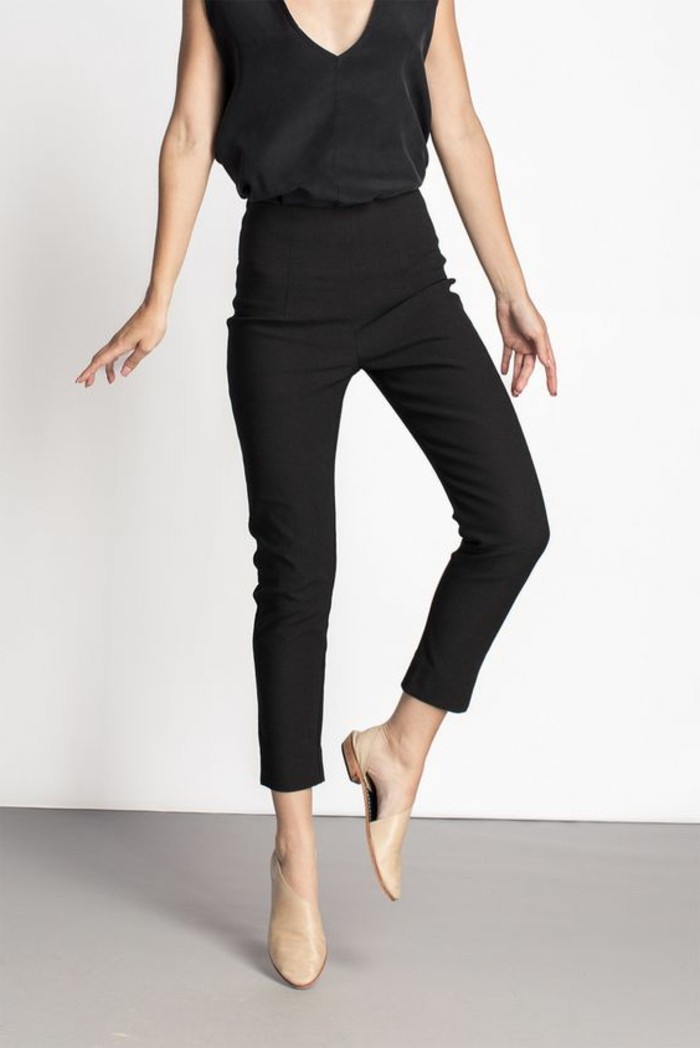pantalon-noir-elegant-femme-pas-cher-vetement-elegant-pantalon-noir-chaussures-beiges