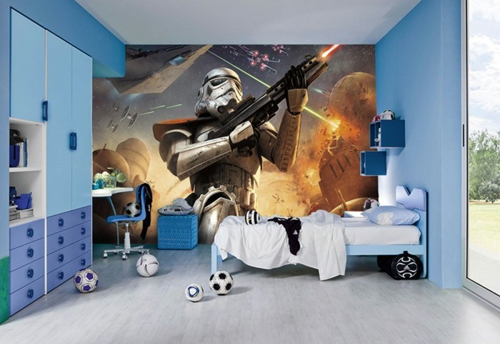 Belle-chambre-star-wars-aménagement-cool-a-faire-design-en-bleu