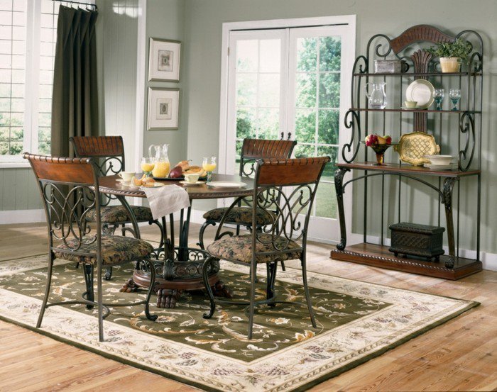 décoration-table-ceramique-table-avec-rallonge-cool-idée-table-salle-rustique-vintage