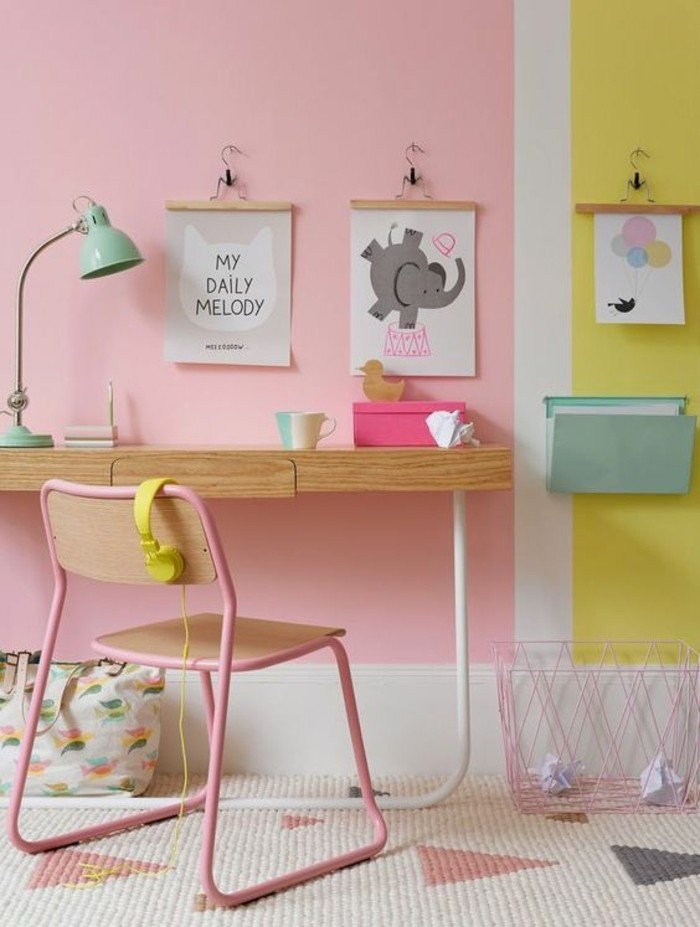 idee-couleur-peinture-chambre-murs-roses-pales-chambre-d-enfant-colorée
