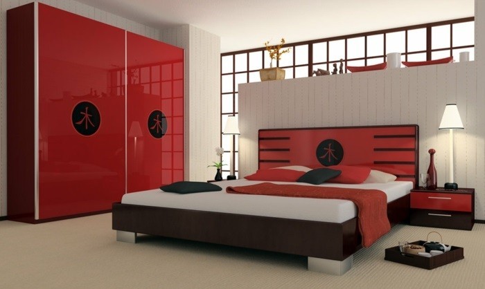 red-and-white-asian-style-bedroom