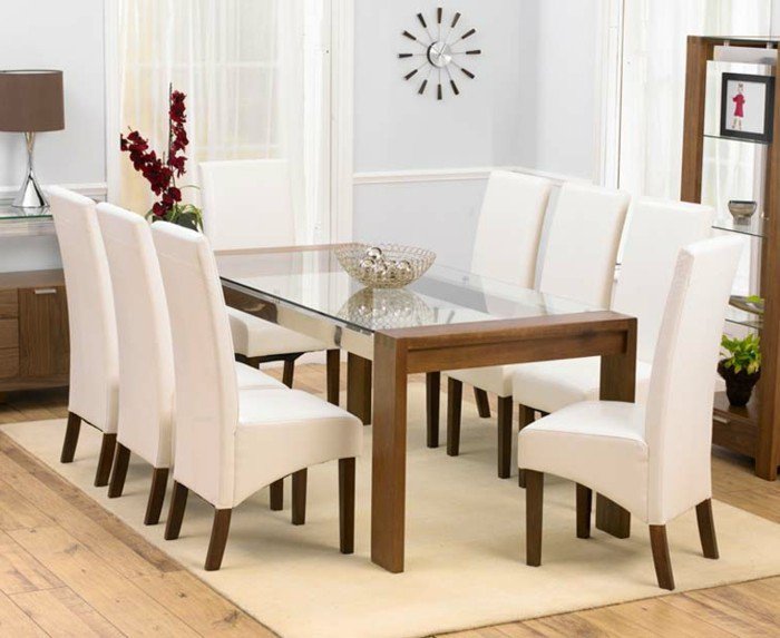 une-table-verre-table-à-manger-extensible-inspiration-pièce-cuisine-chaise-blanche-ikea