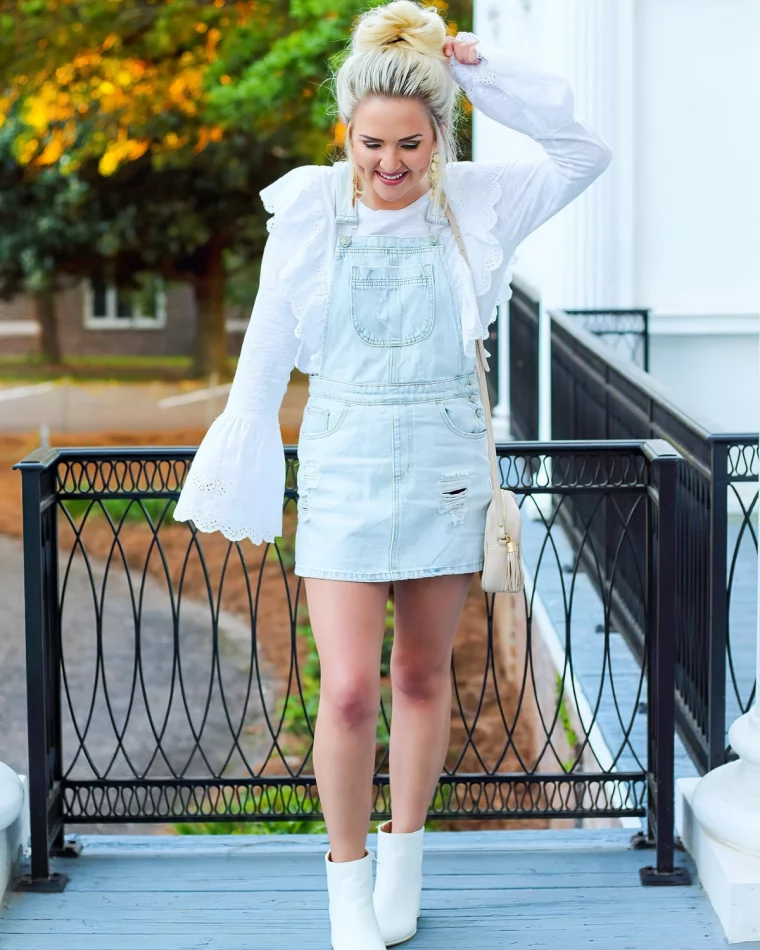 blouse blanche avec manches a effet bouffante bottines cuir blanc