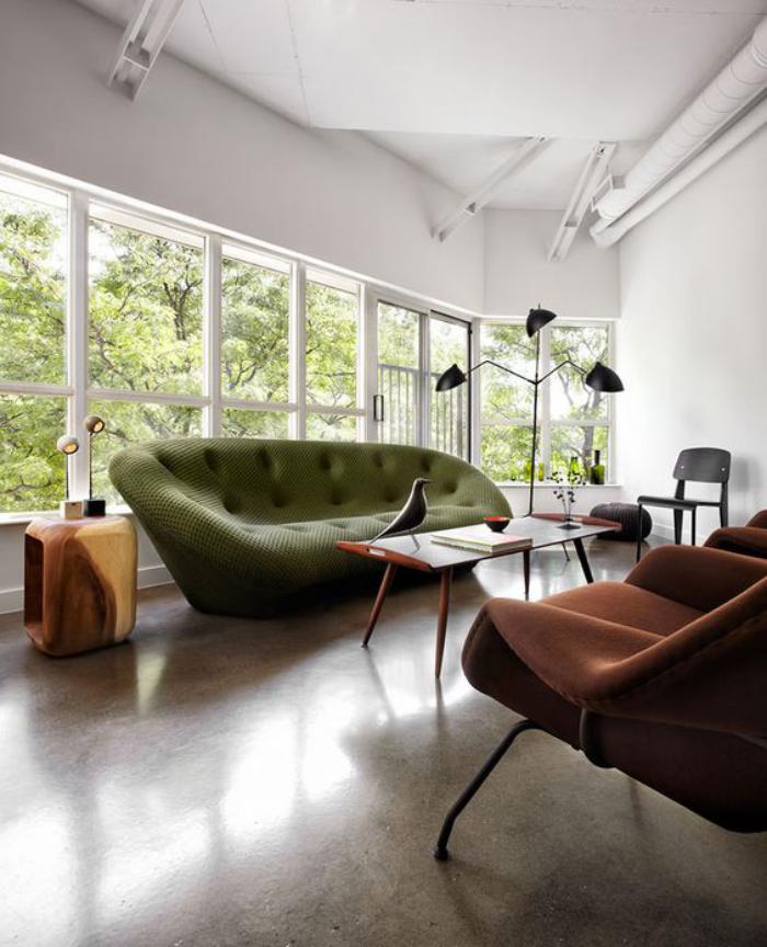 canapé-vert-équipement-de-salon-contemporain-meubles-uniques