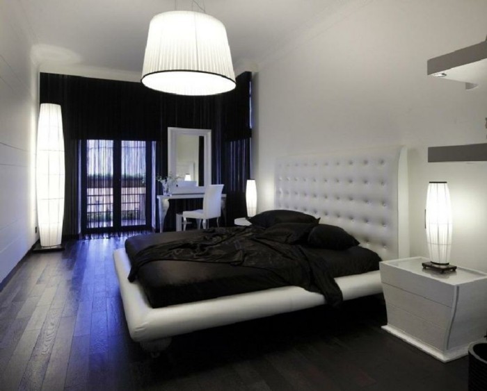 chambre-rouge-et-blanc-meuble-noir-et-blanc-chambre-noire-et-blanche-décoration-chambre-adulte