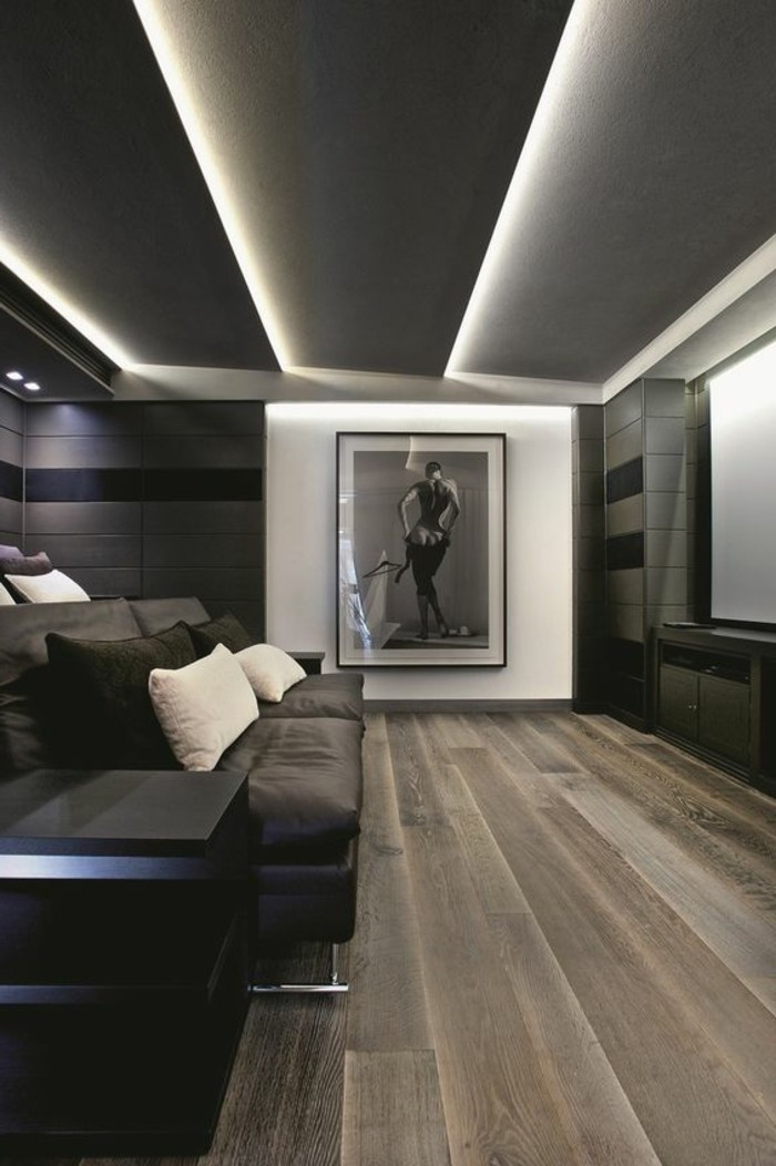 plafond-decoré-avec-panneau-décoratif-gris-comment-decorer-le-plafond-dans-le-salon